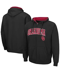 Men's Colosseum Oklahoma Sooners Arch & Team Logo 3.0 Full-Zip Hoodie