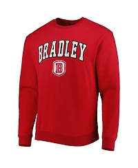Men's Colosseum Red Bradley Braves Arch Over Logo Pullover Sweatshirt