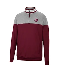 Men's Colosseum Heathered Gray, Maroon Texas A&M Aggies Be the Ball Quarter-Zip Top