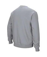 Men's Colosseum Heathered Gray Byu Cougars Team Arch & Logo Tackle Twill Pullover Sweatshirt