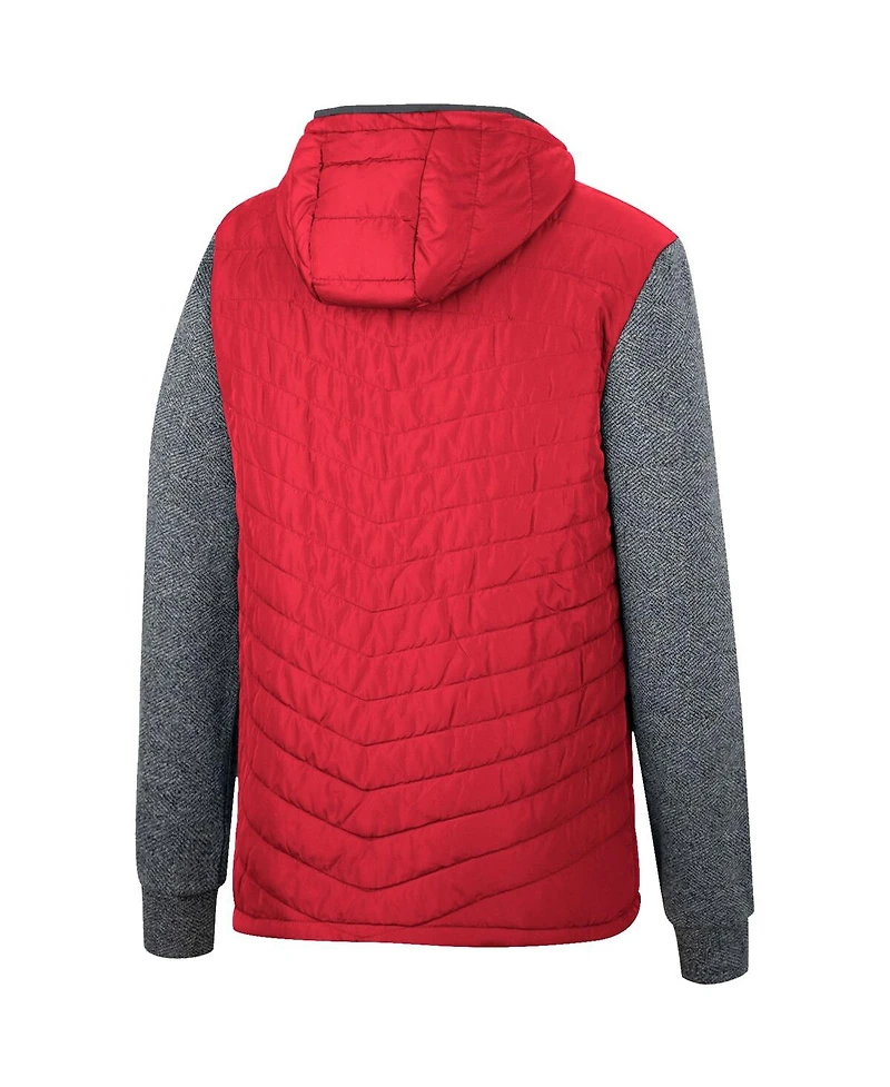 Men's Colosseum Scarlet, Charcoal Nebraska Huskers Course Herringbone Full-Zip Hoodie