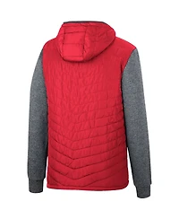 Men's Colosseum Scarlet, Charcoal Nebraska Huskers Course Herringbone Full-Zip Hoodie