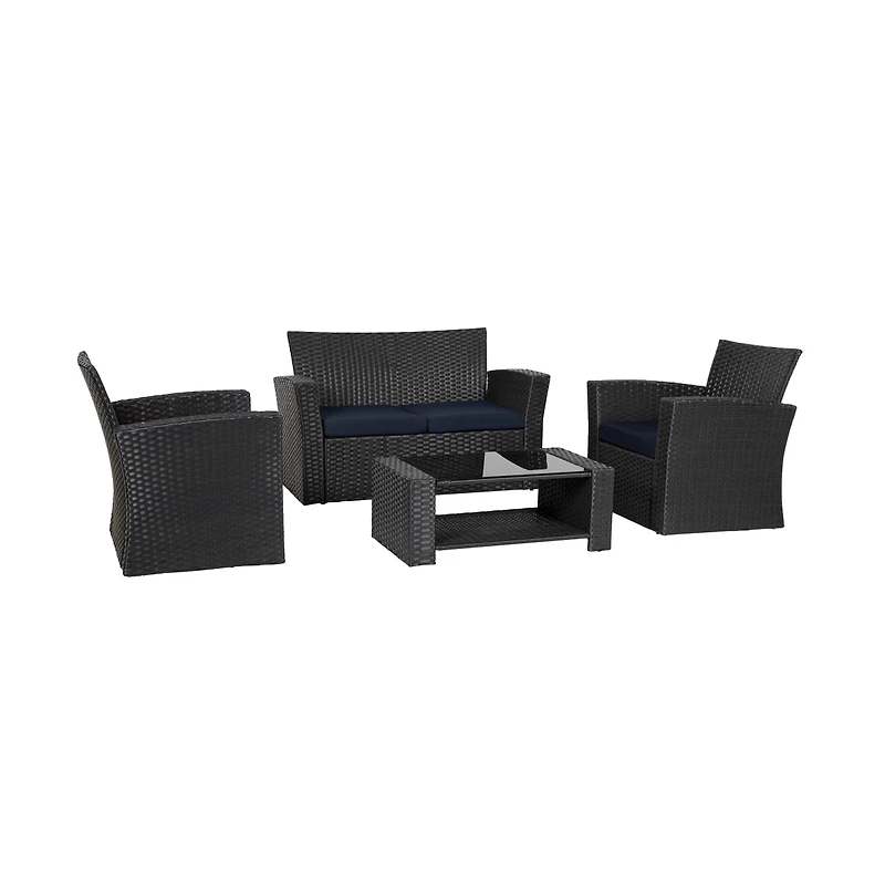 WestinTrends 4-Piece Modern Patio Conversation Sofa Set with Cushions