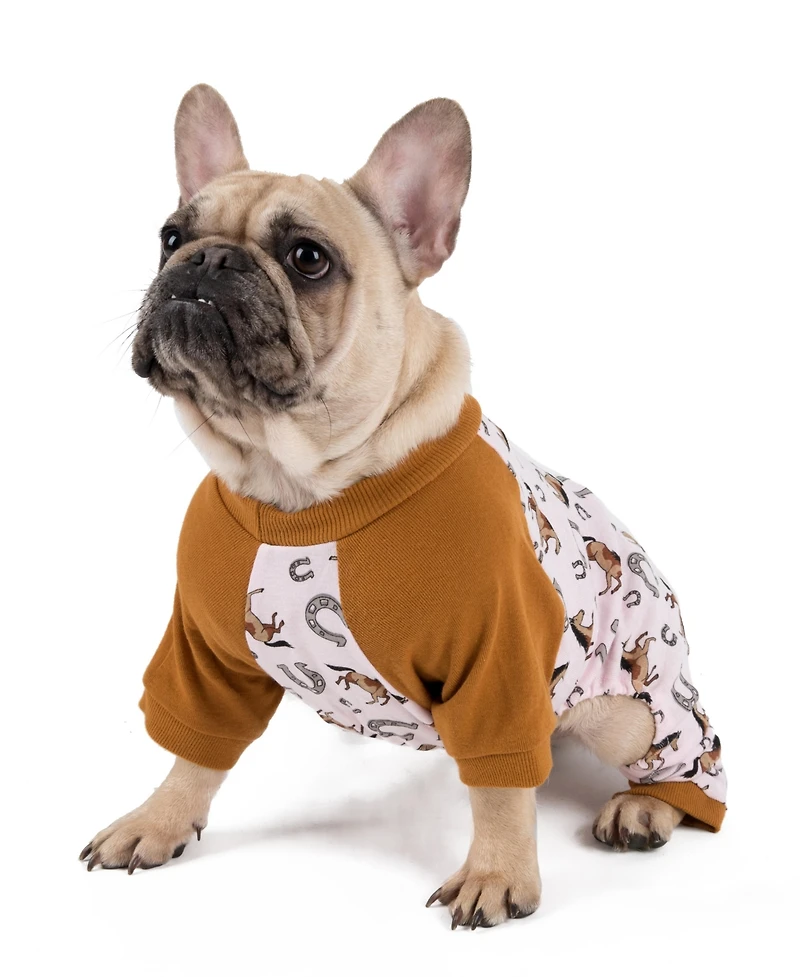 Leveret Dog Cotton Pajama Pink Horse