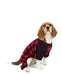 Leveret Dog Cotton Pajamas, Plaid Black and Red, Matching Family Christmas Pajamas
