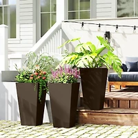 Outsunny 28" Tall Plastic Flower Pot, Set of 3