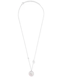 Mother-of-Pearl (10mm) & Cubic Zirconia Hamsa Hand & Evil Eye Pendant Necklace in 14k Gold-Plated Sterling Silver, 16" + 2" extender
