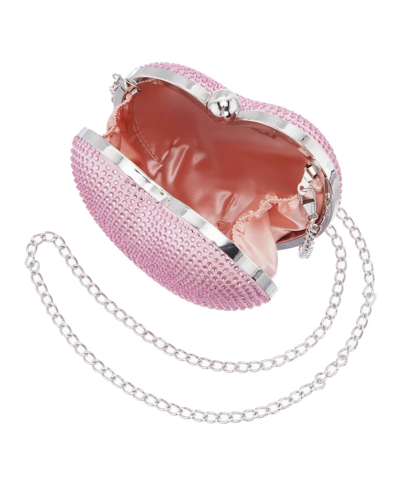 Nina Women's Crystal Heart Minaudiere Bag