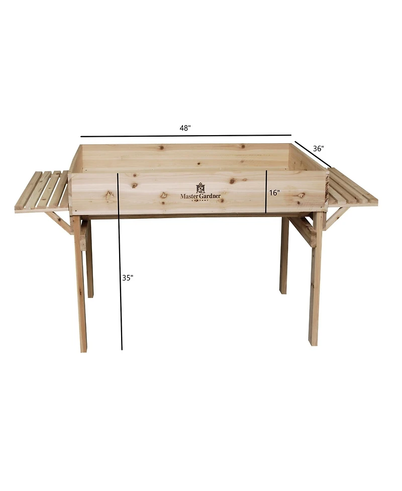 Master Gardner Company Master Gardner Raised Bed Garden Table, Light Brown Wood, 3 x 4 ft
