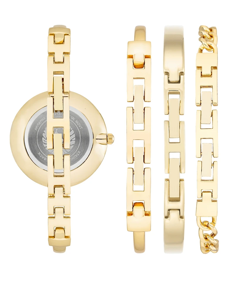 Anne Klein Women's Gold-Tone Alloy Bangle Fashion Watch 41mm Set 4 Pieces
