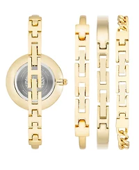 Anne Klein Women's Gold-Tone Alloy Bangle Fashion Watch 41mm Set 4 Pieces