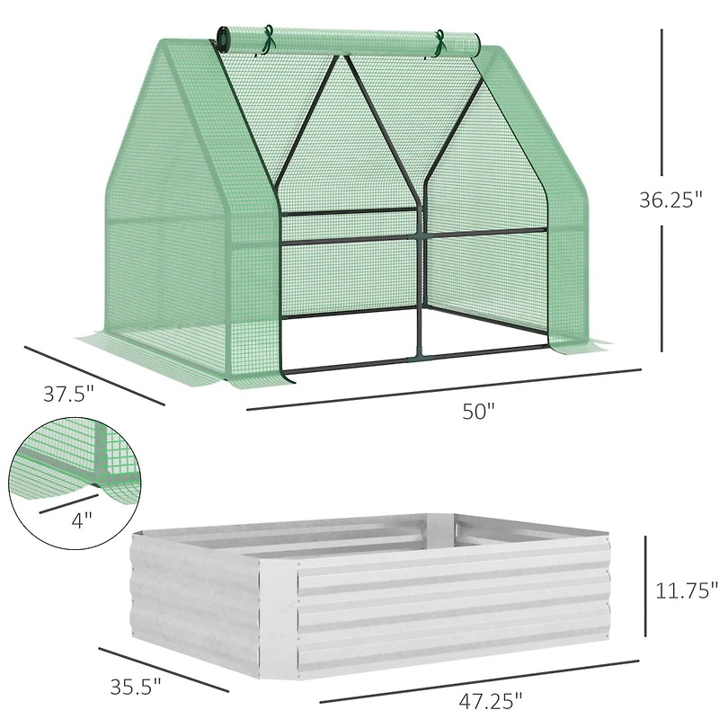 Outsunny Raised Garden Bed with Cover, Mini house,
