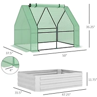 Outsunny Raised Garden Bed with Cover, Mini house,