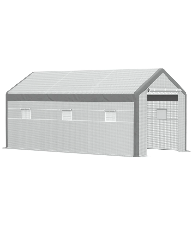 Outsunny Walk-in house with Windows Roll Up Door 20' x 10' x 9',