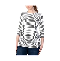 Indigo Poppy Maternity 3/4 Sleeve Black and White Stripe Top