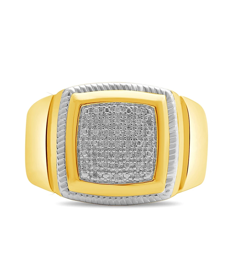 Men's Diamond Cluster Style Ring (1/10 ct. t.w.) in 18k Gold-Plated Sterling Silver