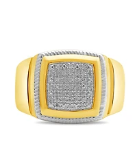 Men's Diamond Cluster Style Ring (1/10 ct. t.w.) in 18k Gold-Plated Sterling Silver