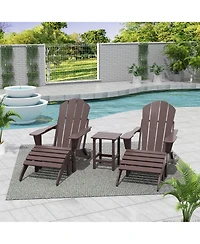WestinTrends 5 Piece Outdoor Adirondack Folding Chair with Ottoman Side Table Set