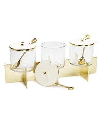 Classic Touch 3-Piece Glass Canister with Lids and Block Base Set