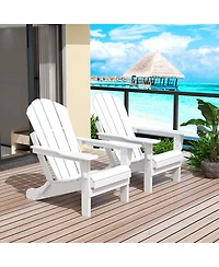 All-Weather Contoured Outdoor Poly Folding Adirondack Chair (Set of