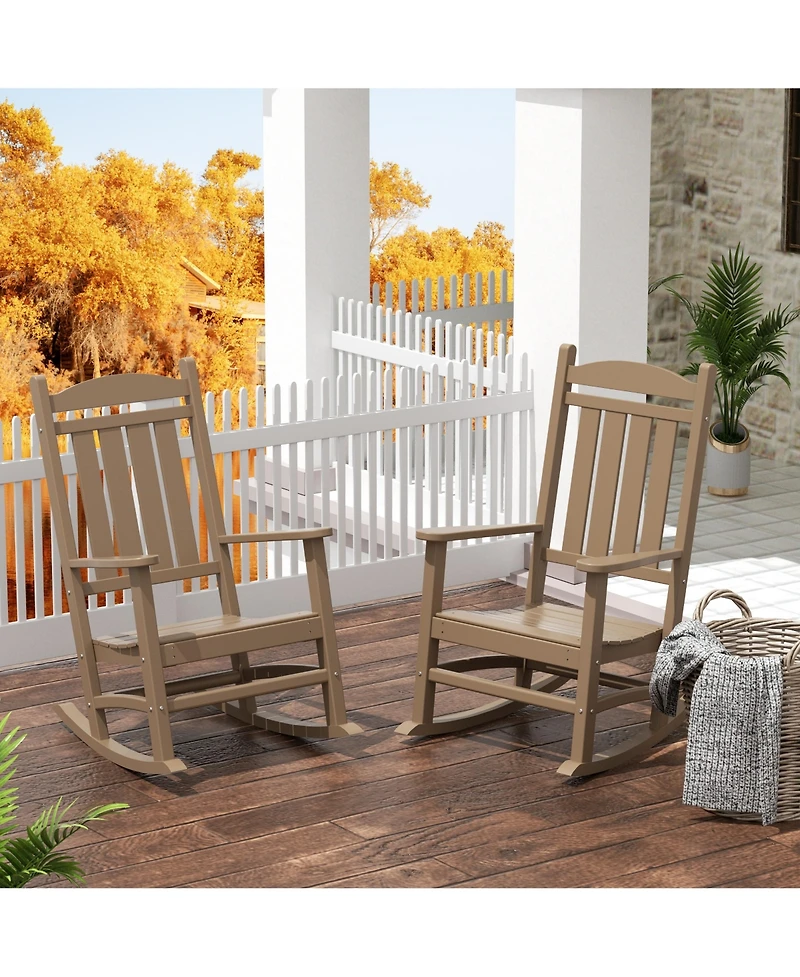 All-Weather Outdoor Patio Poly Classic Porch Rocking Chair (Set of 2)