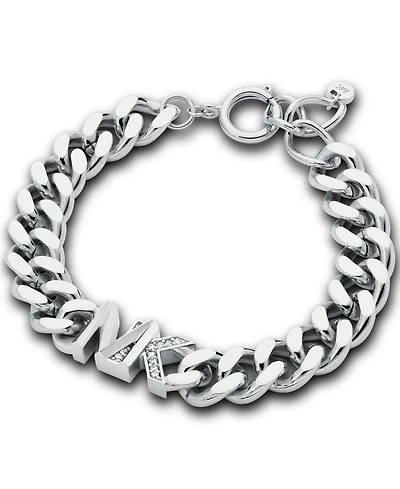 Michael Kors Women's Statement Link Bracelet 14K Gold Plated Brass with Clear Stones
