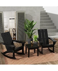 WestinTrends 3 Piece Set Outdoor Modern Rocking Chairs with Square Side Table