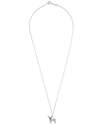 Wrapped White Diamond (1/5 ct. t.w.) & Black Diamond Accent Chihuahua Pendant Necklace in 10k White Gold, 16" + 2" extender, Created for Macy's