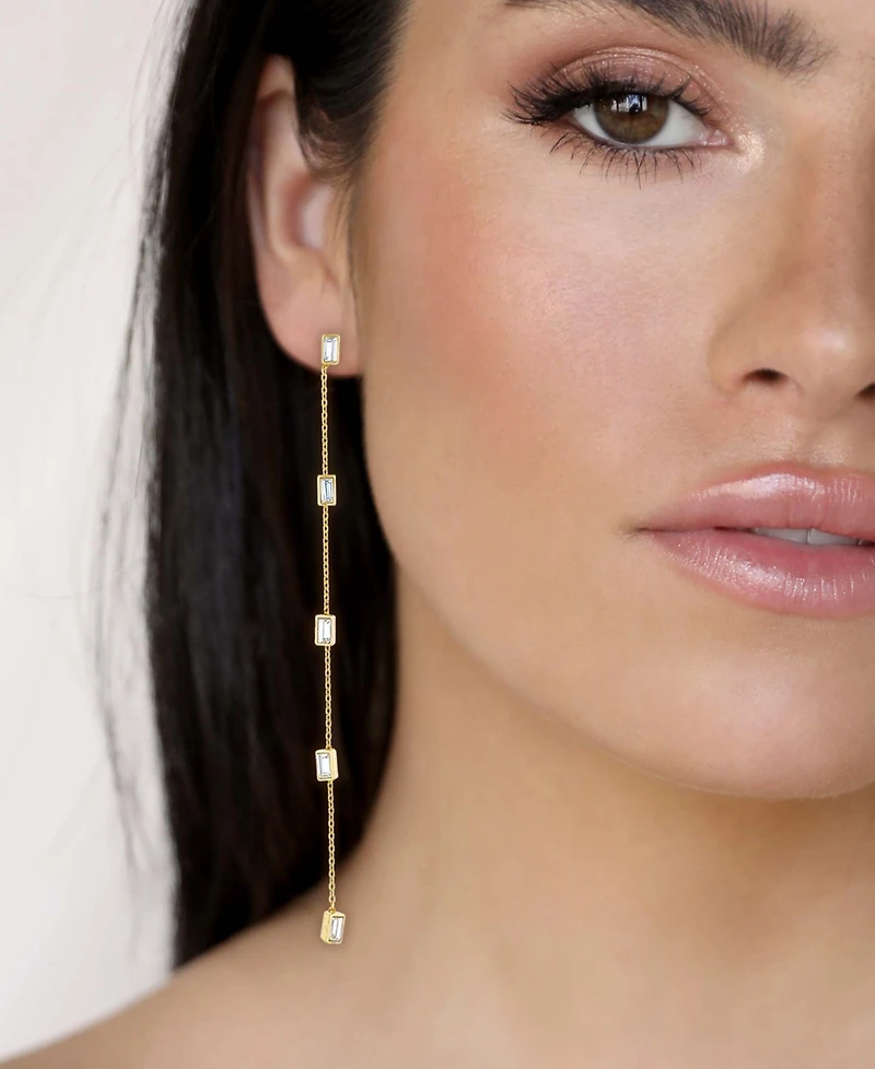Ettika Linear Baguette Earrings 18K Gold Plating