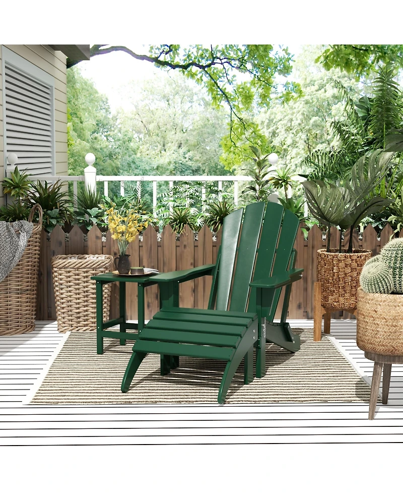 WestinTrends Adirondack Folding Chair with Ottoman and Side Table Set