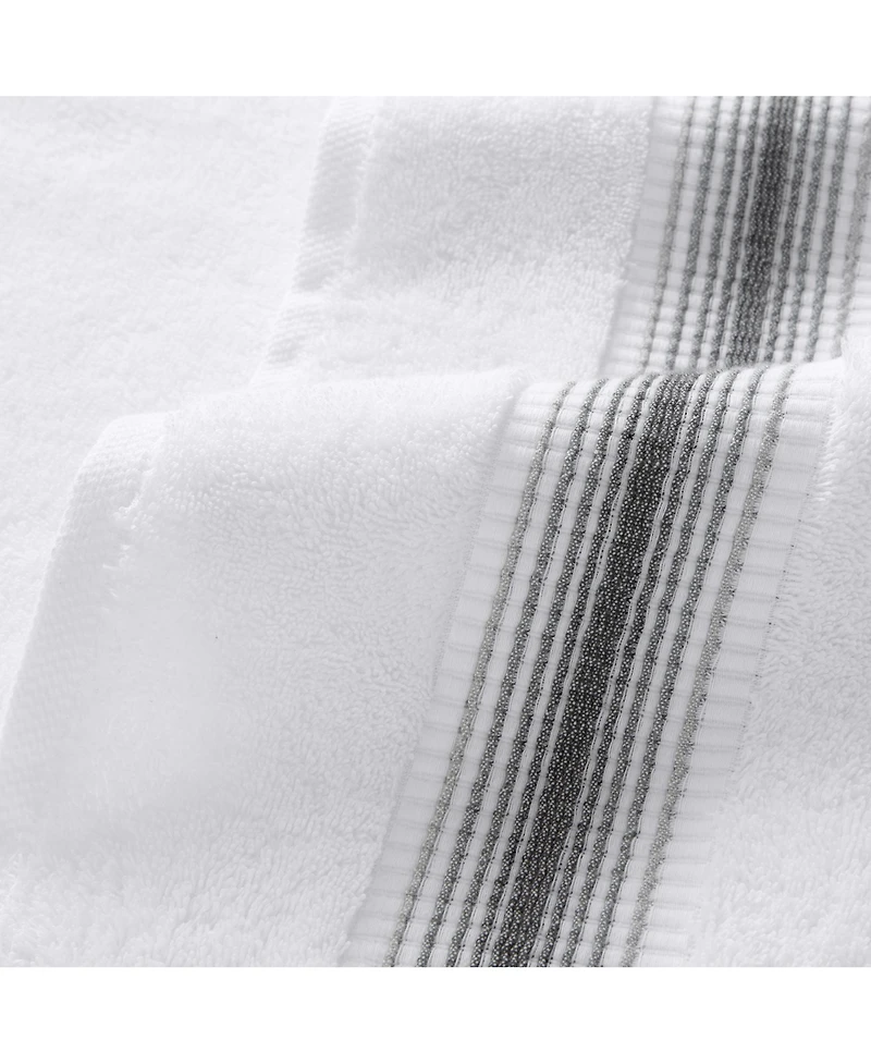 Aston and Arden White Turkish Luxury Striped Towels with for Bathroom 600 Gsm, 30x60 in., 2-Pack , Super Soft Absorbent Bath