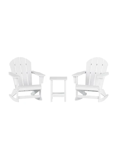 3 Piece set Outdoor Patio Poly Adirondack rocking chairs with side table