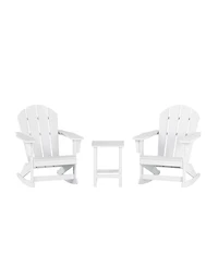 3 Piece set Outdoor Patio Poly Adirondack rocking chairs with side table