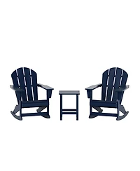 3 Piece set Outdoor Patio Poly Adirondack rocking chairs with side table