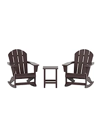 3 Piece set Outdoor Patio Poly Adirondack rocking chairs with side table