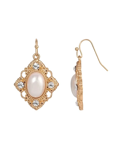 2028 Faux Imitation Pearl and Crystal Earrings