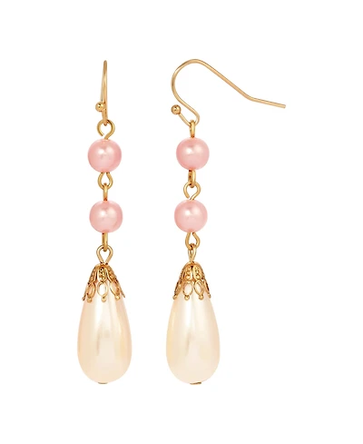 2028 Pink and White Imitation Pearl Drop Earrings