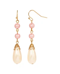 2028 Pink and White Imitation Pearl Drop Earrings