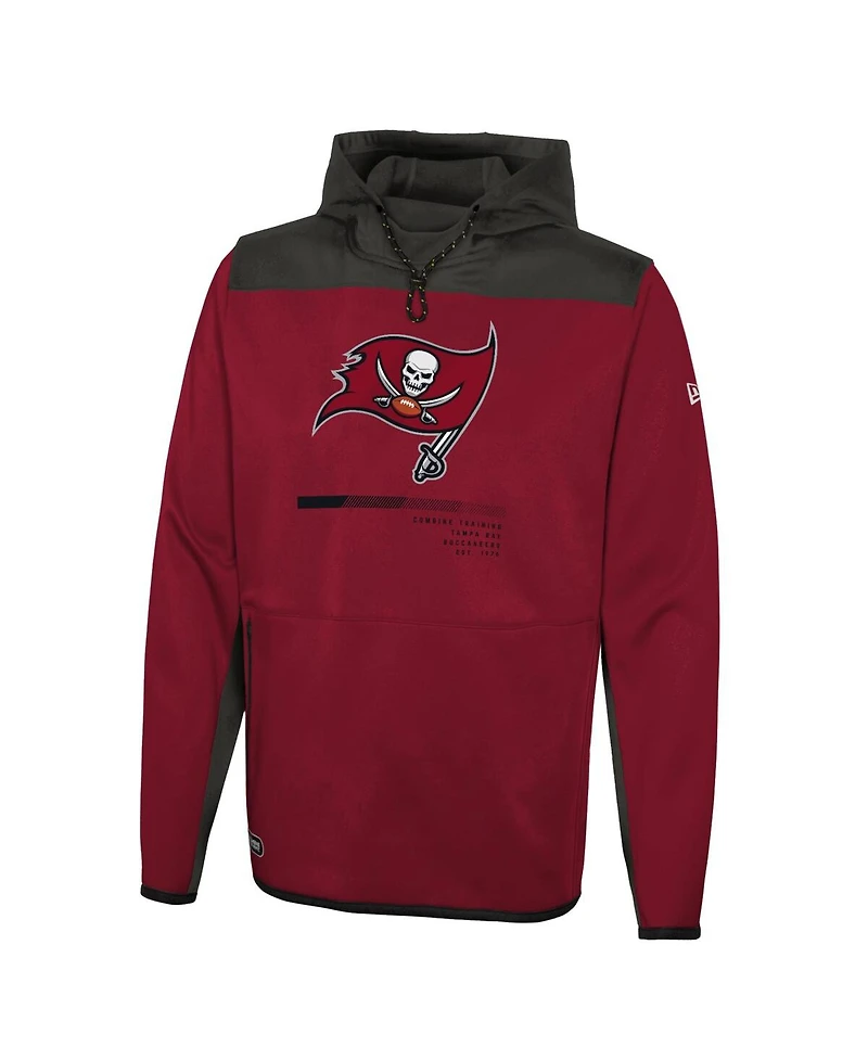 Men's New Era Red Tampa Bay Buccaneers Combine Authentic Hard Hitter Pullover Hoodie