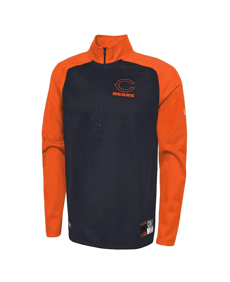 Men's New Era Navy Chicago Bears Combine Authentic O-Line Raglan Half-Zip Jacket