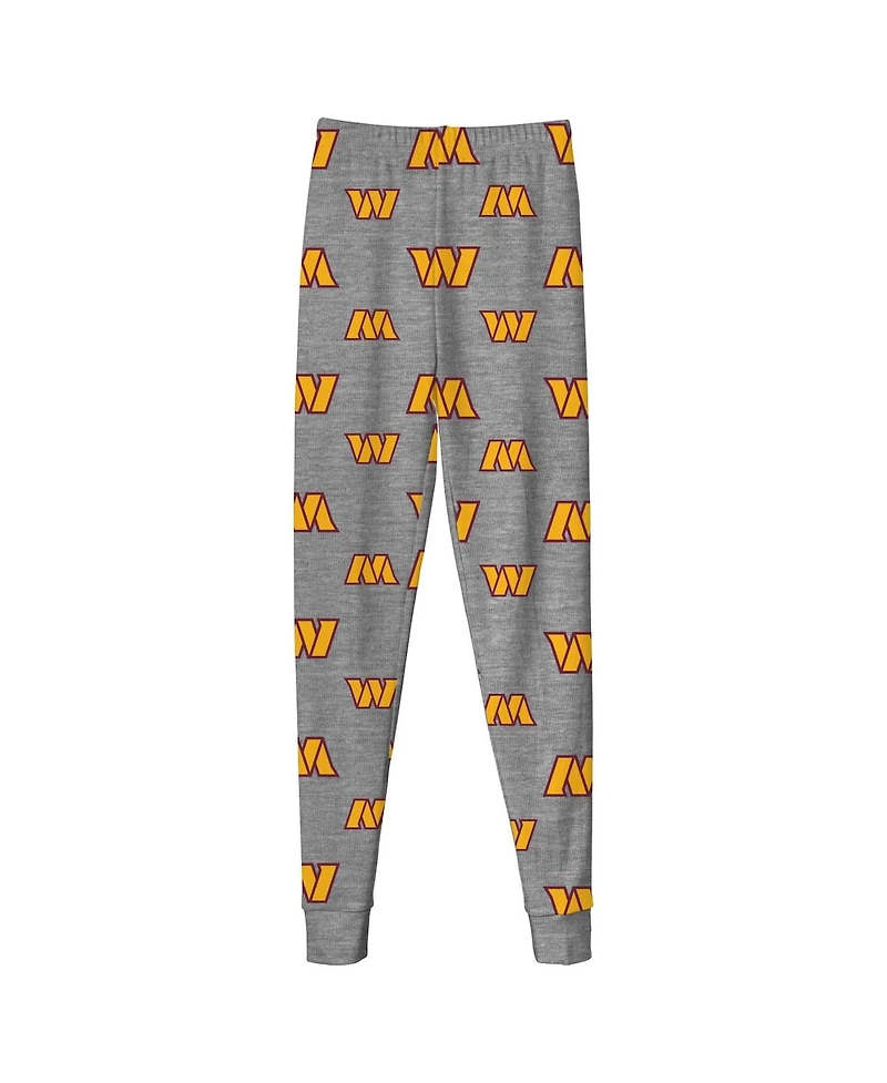 Toddler Boys and Girls Heathered Gray Washington Commanders Long Sleeve T-shirt Pants Sleep Set