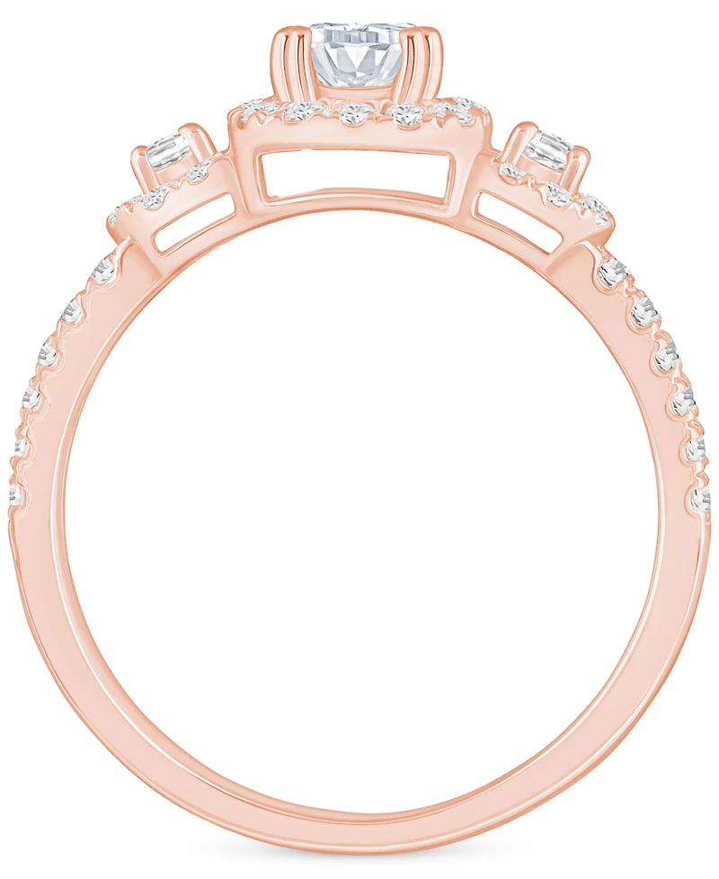 Diamond Halo Engagement Ring (1 ct. t.w.) 14k White, Yellow or Rose Gold