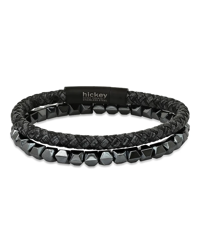 hickey by Hickey Freeman Studded Faceted Hematite Beaded Stretch Bracelet, 2 Piece Set
