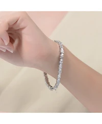 Sterling Silver Rhodium Plated Clear Cubic Zirconia Tennis Bracelet