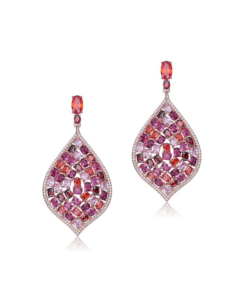 Sterling Silver with Rose Gold Plated and Cubic Zirconia Drop Earrings