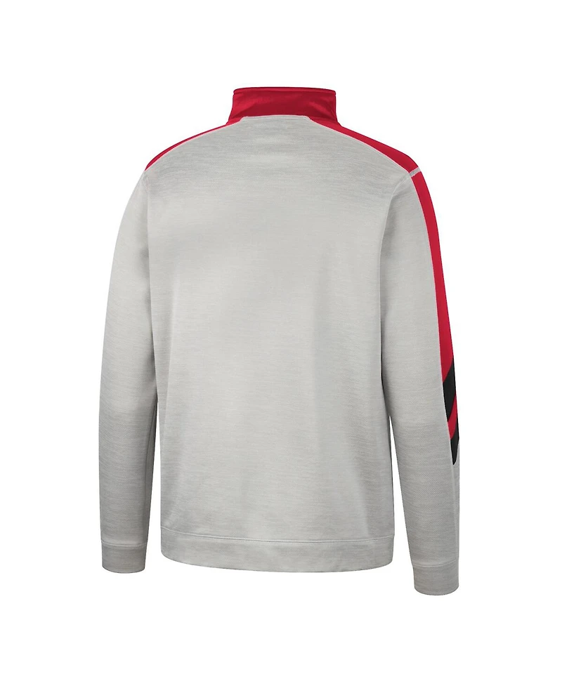 Men's Colosseum Gray, Scarlet Ohio State Buckeyes Bushwood Fleece Quarter-Zip Jacket