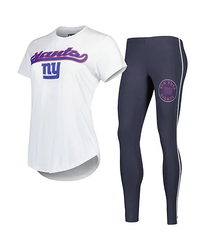 Women's Concepts Sport White, Charcoal New York Giants Sonata T-shirt and Leggings Sleep Set