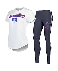 Women's Concepts Sport White, Charcoal New York Giants Sonata T-shirt and Leggings Sleep Set