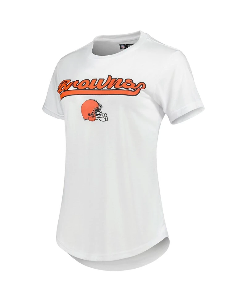 Women's Concepts Sport White, Charcoal Cleveland Browns Sonata T-shirt and Leggings Sleep Set