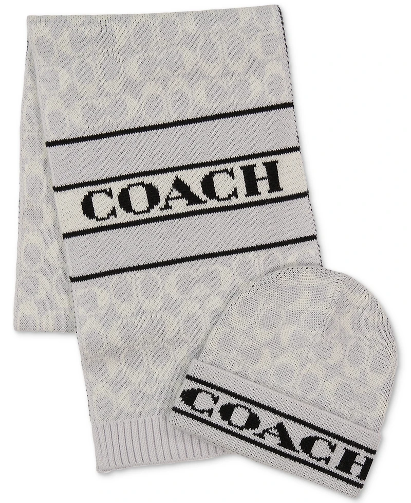Coach Women's Signature Logo Soft Rib Knit Cuff Beanie